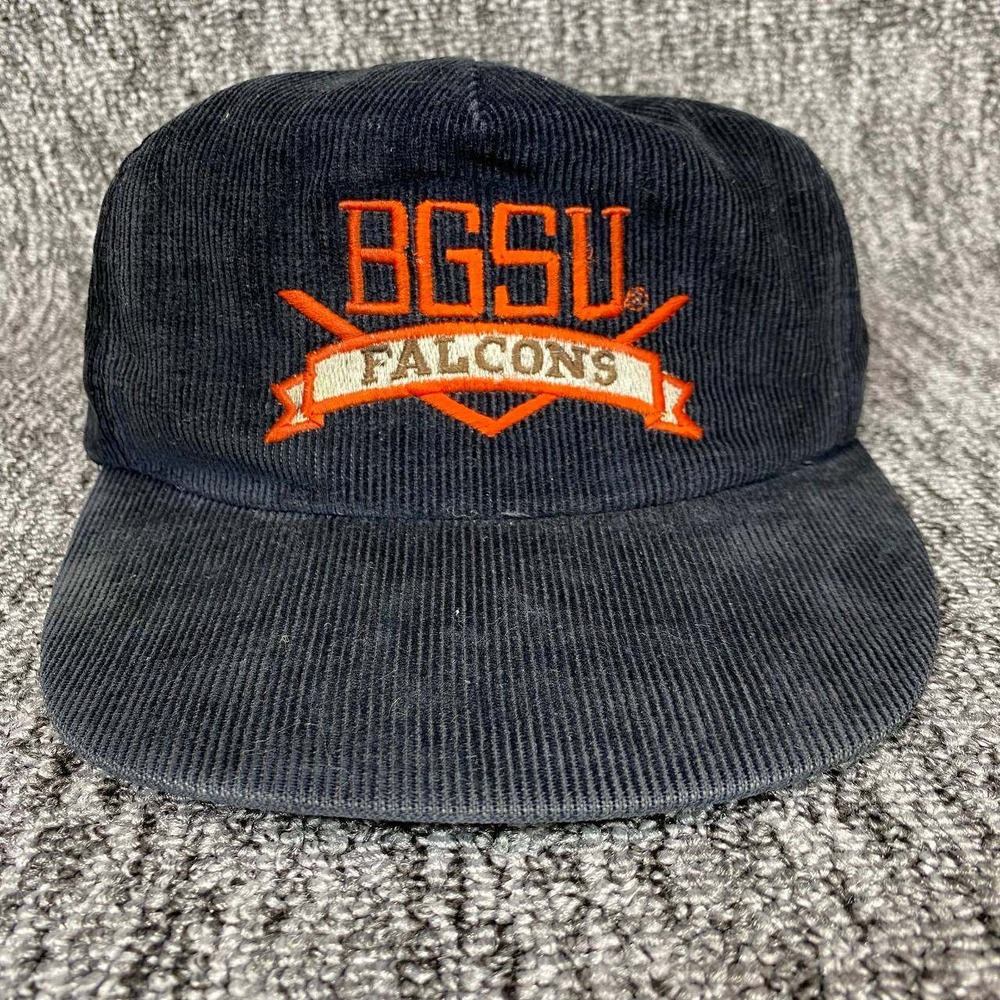 University Square‎ BGSU Falcons Men OSFM Navy Blue Corduroy Snapback Hat Vintage